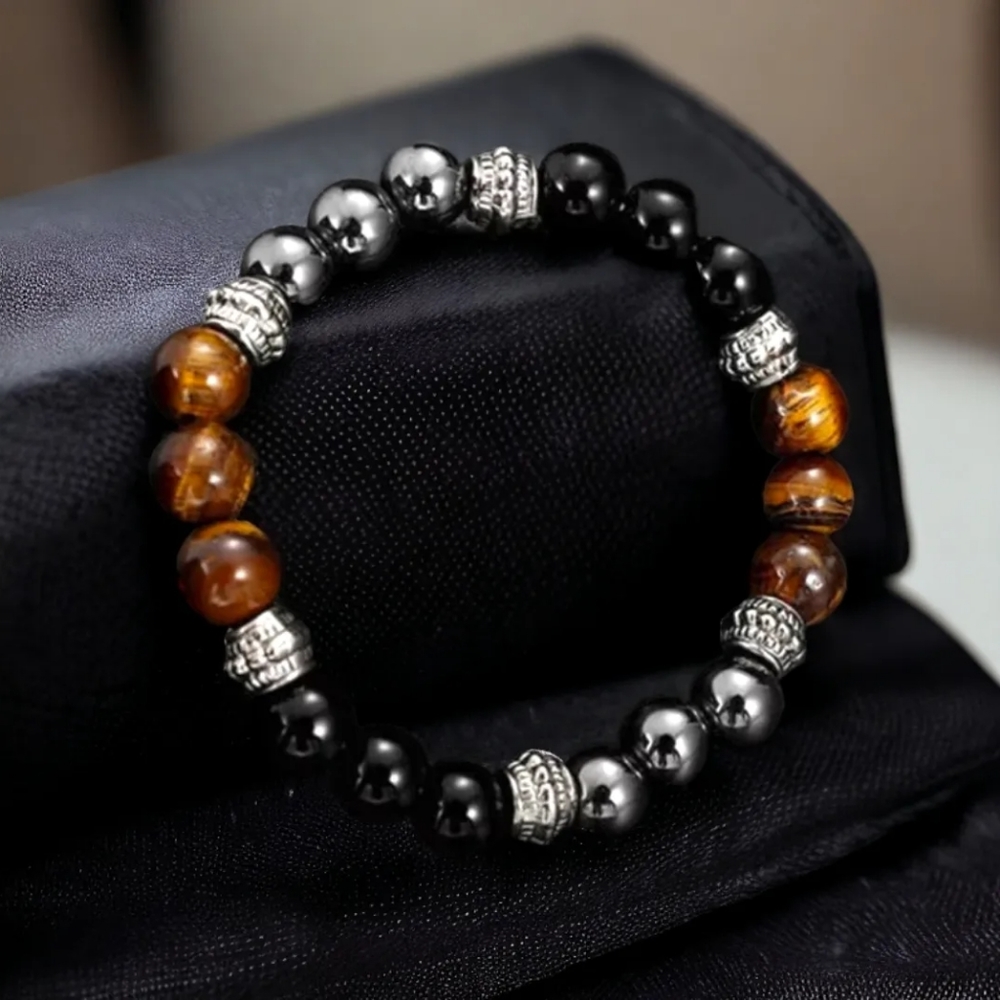 Tiger Eye Bracelet - Hematite Unisex 8mm - Picture 2 of 3